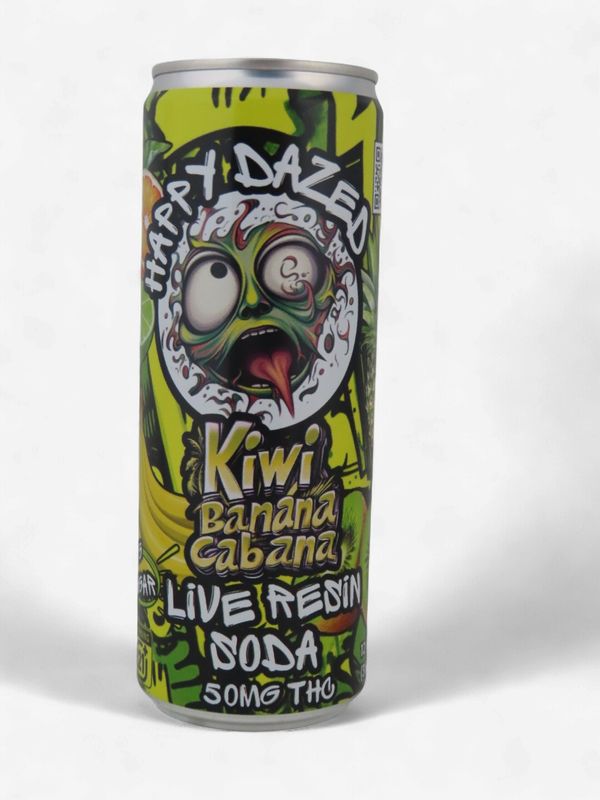 Happy Dazed Live Resin Soda - Kiwi Banana Cabana 50mg D9 THC (12oz)