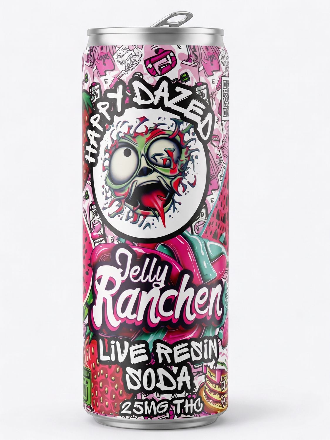 Happy Dazed Live Resin Soda - Jelly Rancher 25mg D9 THC (12oz)