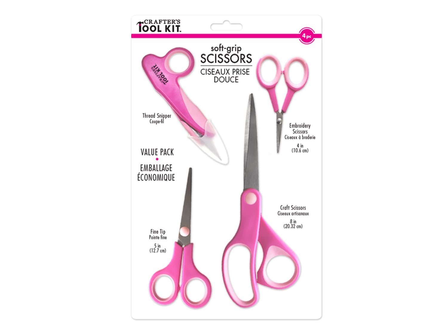 Soft Grip Scissors - 4 pce. set