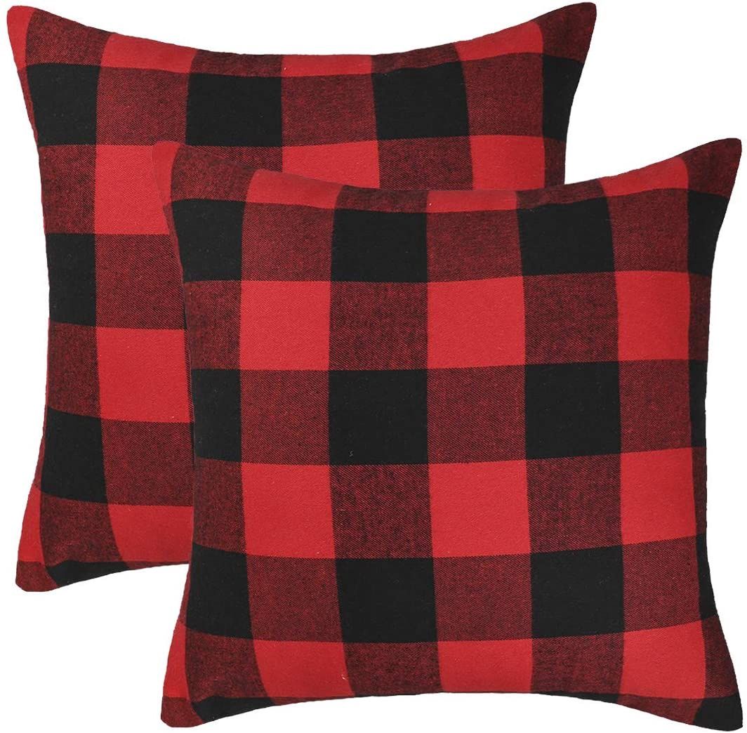 Plaid Cushion  Covers, Colour: Red/Black Plaid