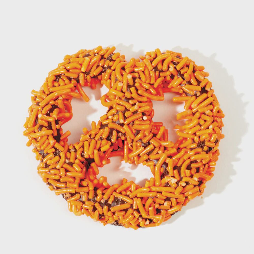 Orange Sprinkles Chocolate Covered Pretzels