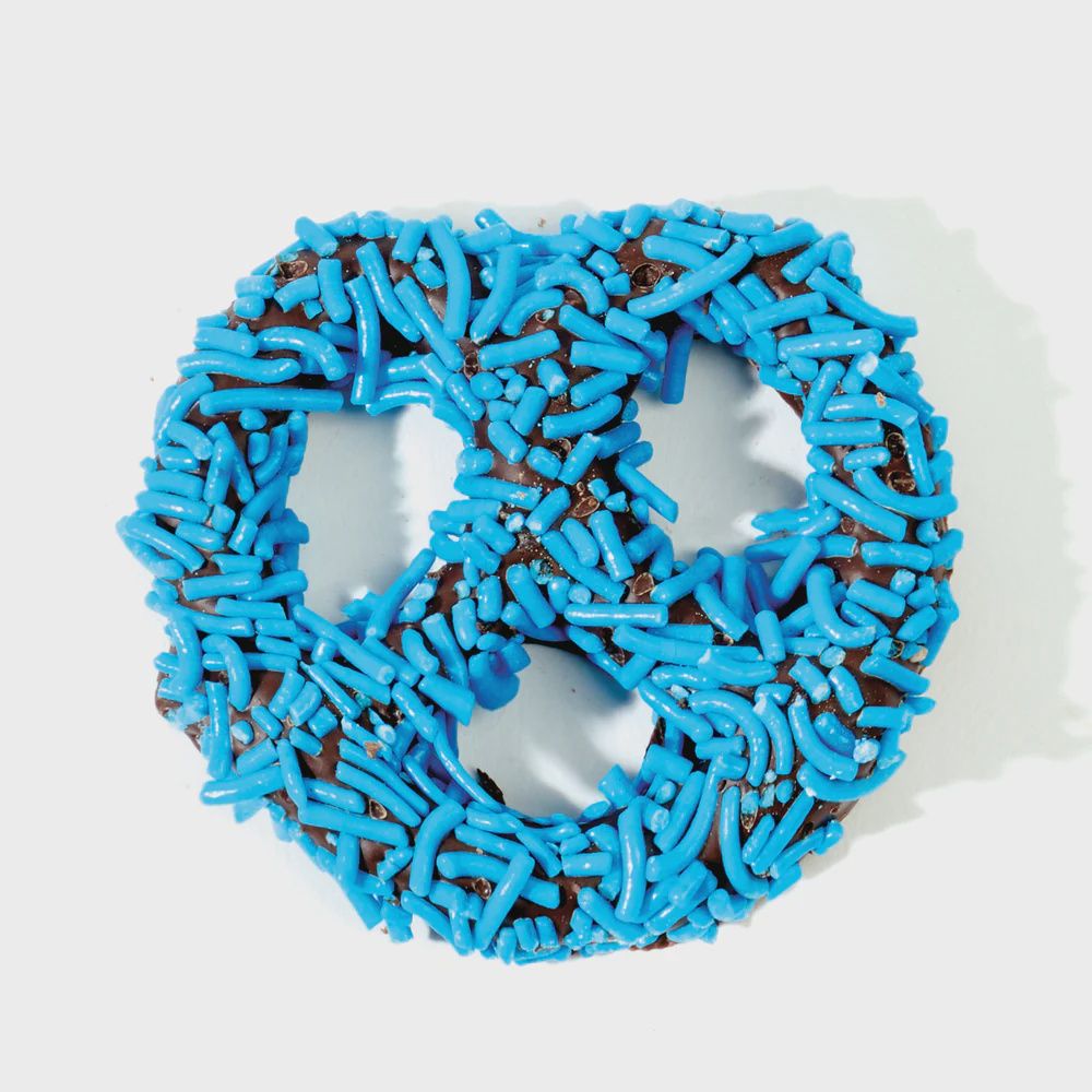Blue Sprinkles Chocolate Covered Pretzels