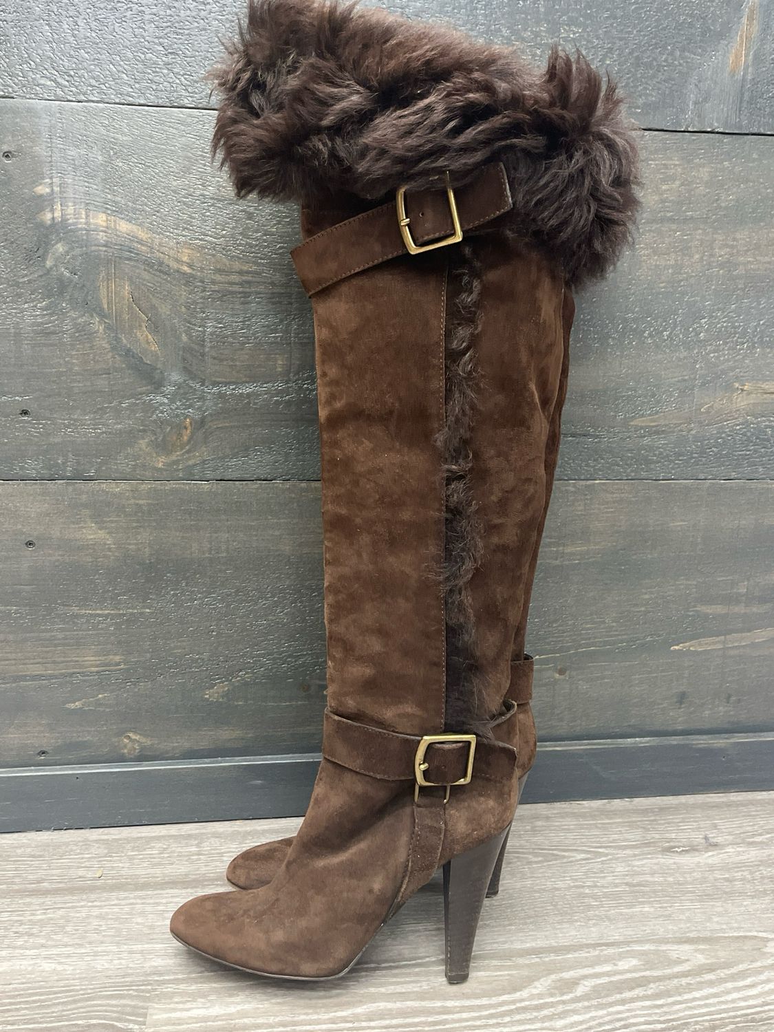 Coach Mazur Over The Knee Fur Boots