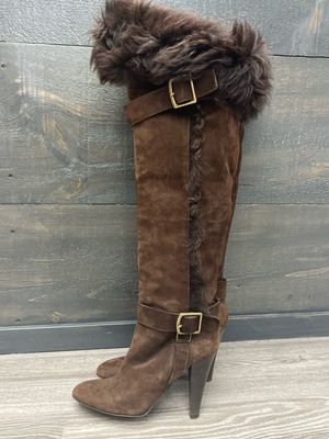 Coach Mazur Over The Knee Fur Boots
