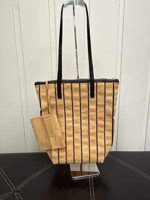 Beige and Black Striped Bag