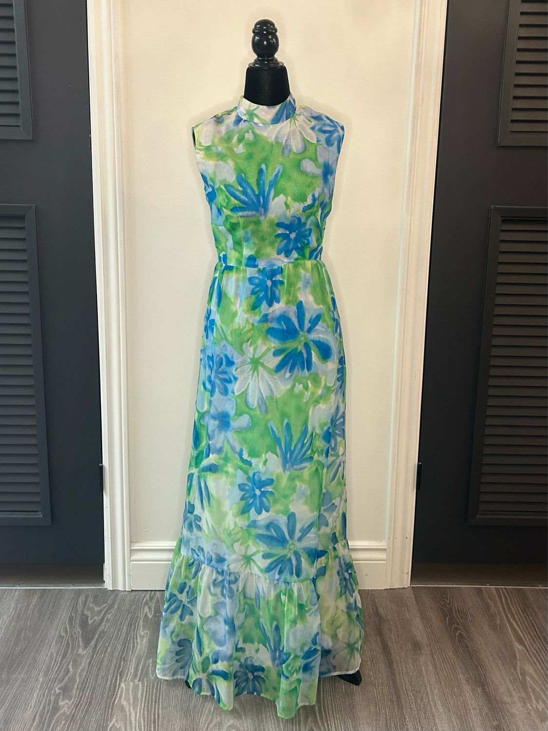Vintage Watercolour Sleeveless Maxi Dress