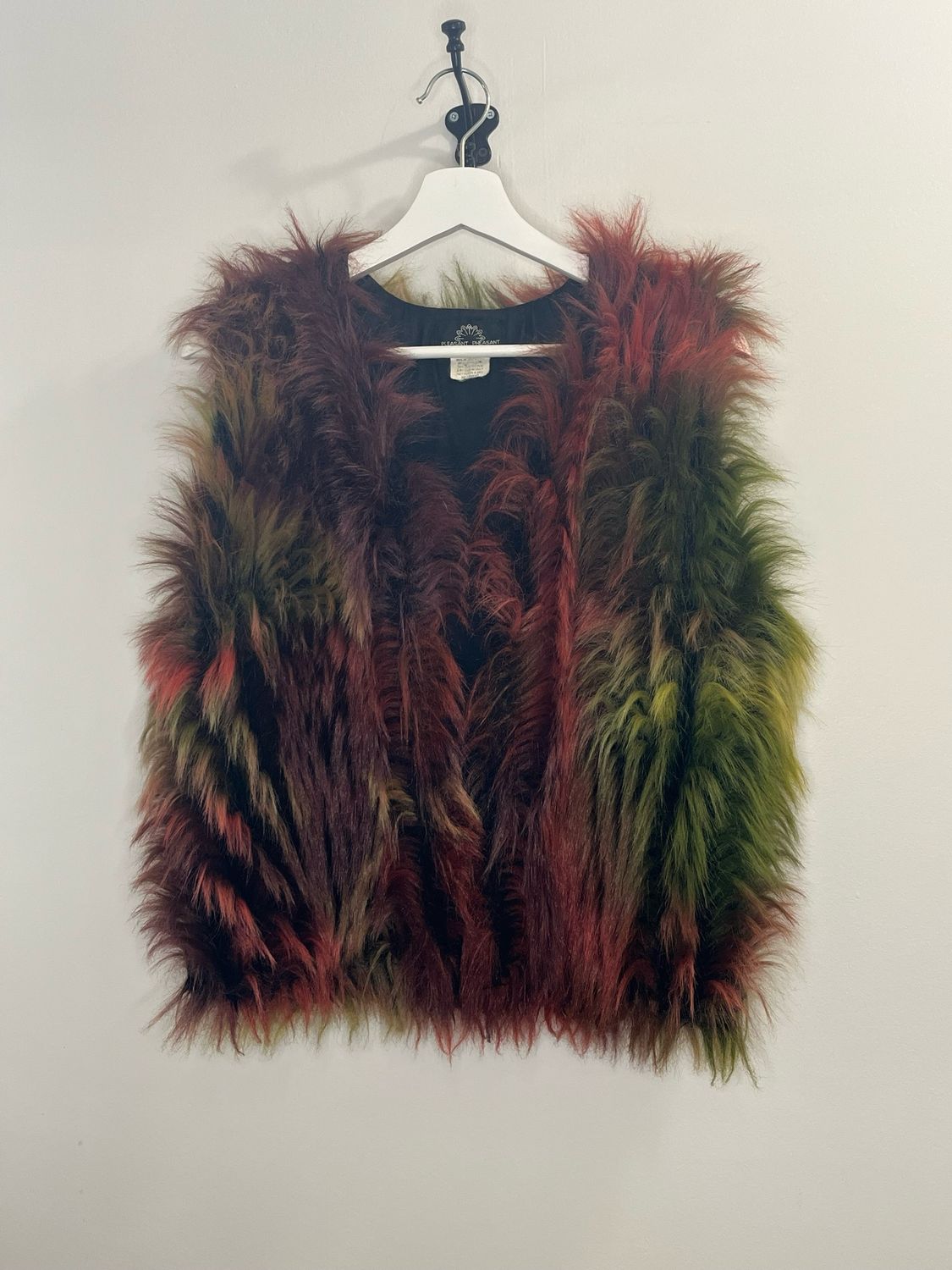 Vintage Vest Pleasant Pheasant - Multi Color Faux Fur