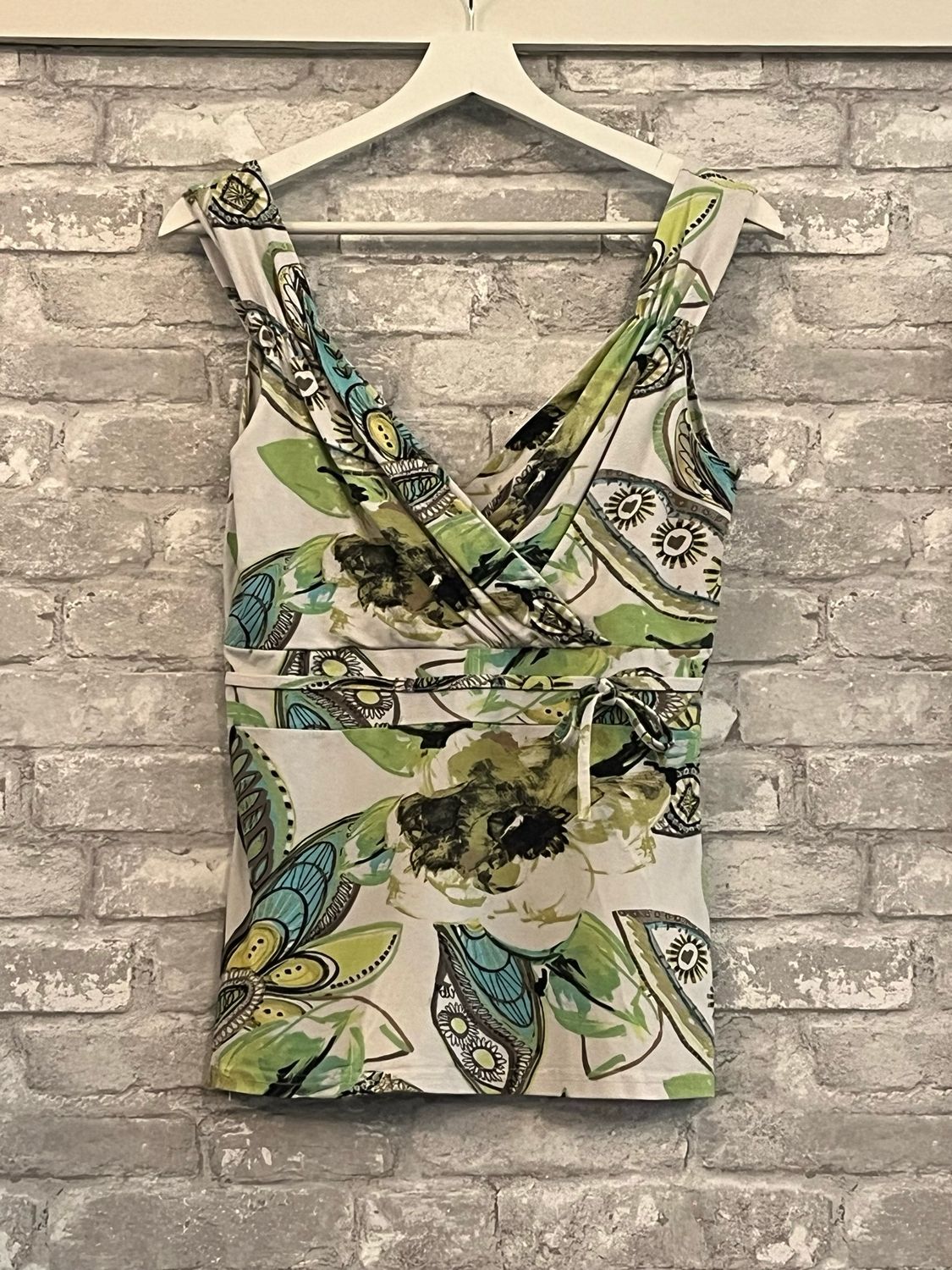 Green &amp; Blue V Neck Tank Top