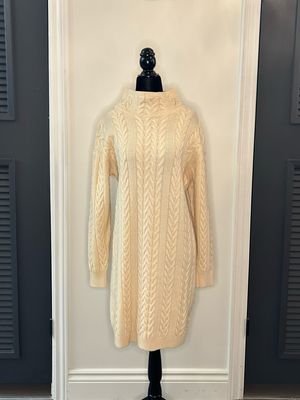 Cream Cable Knit Sweater Dress