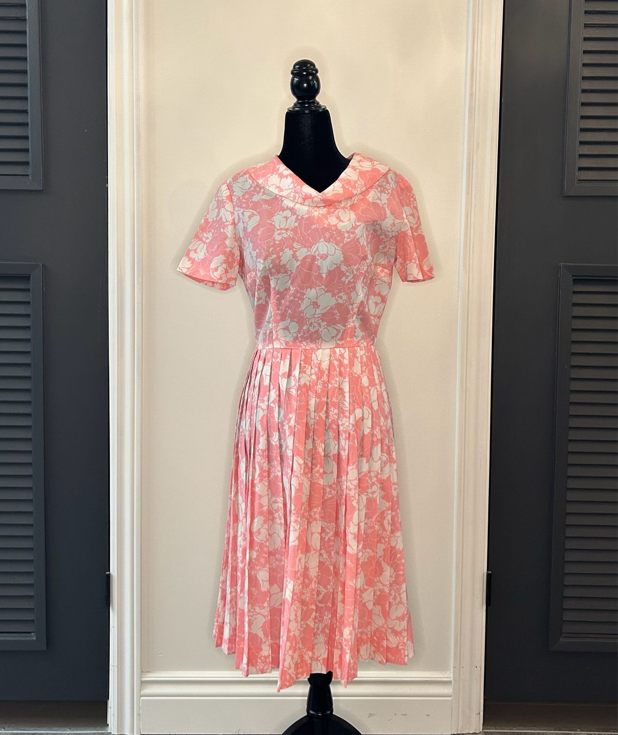 Pink Floral Pleated Dress