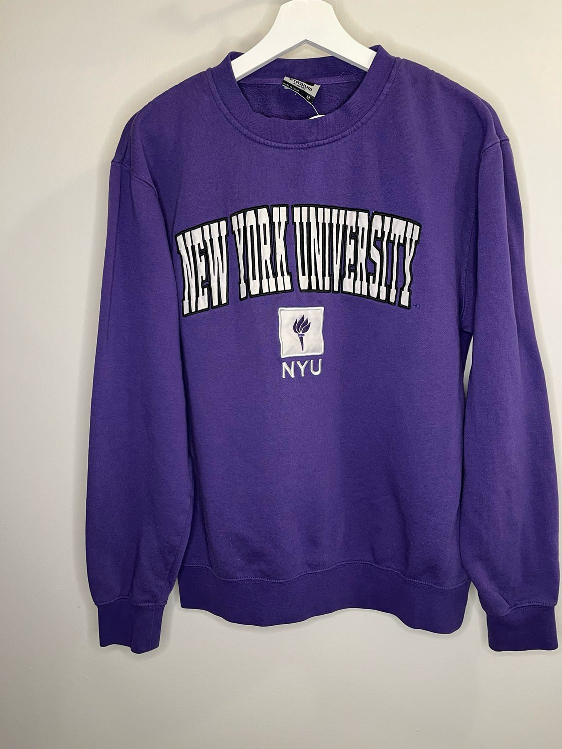 Purple New York University Crew Neck Sweater