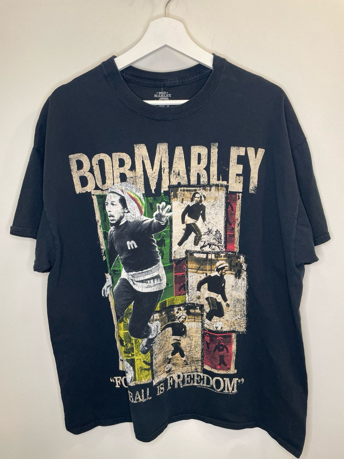 Black Bob Marley Football T Shirt