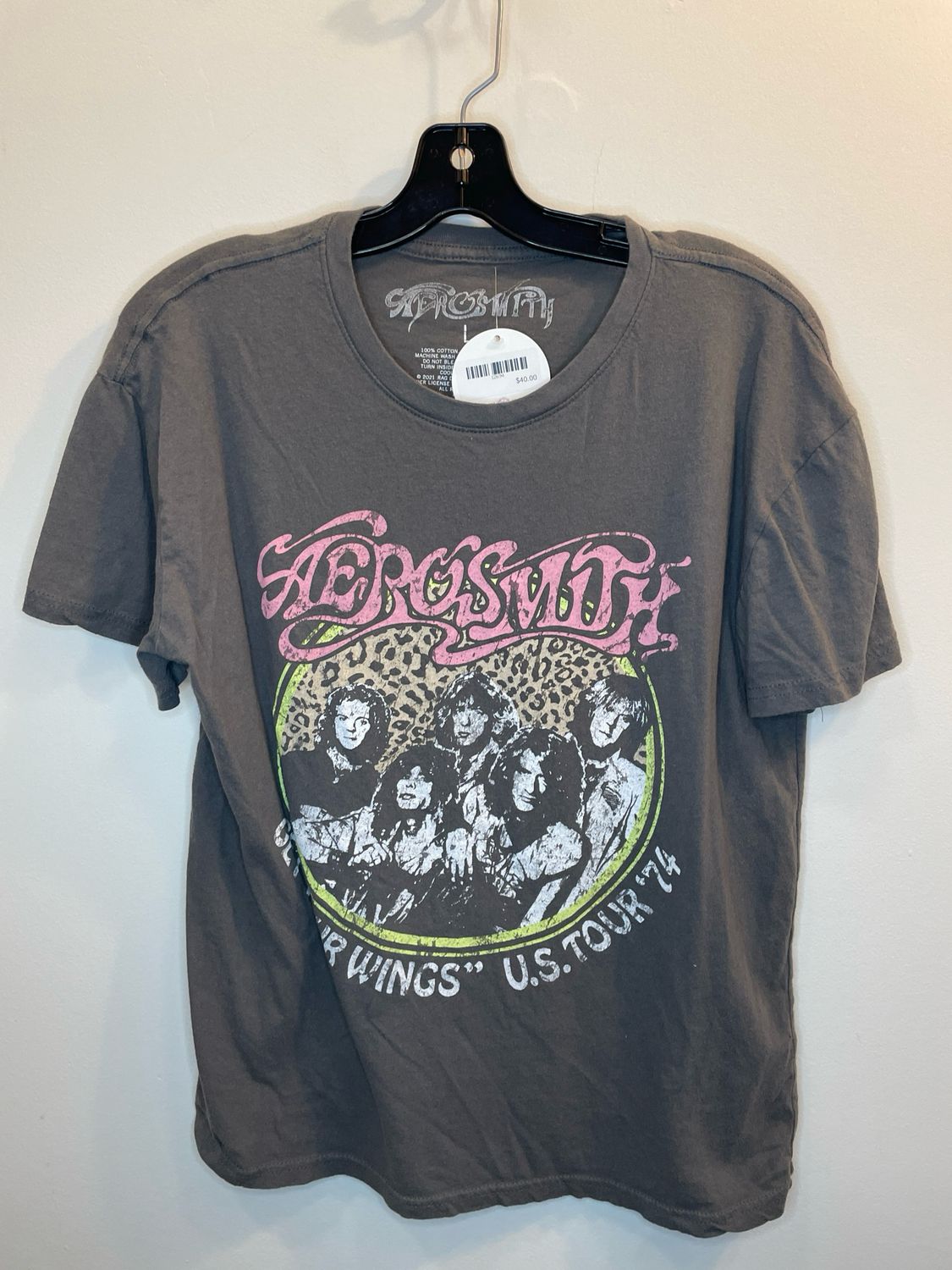 Aerosmith T shirt Grey and Pink