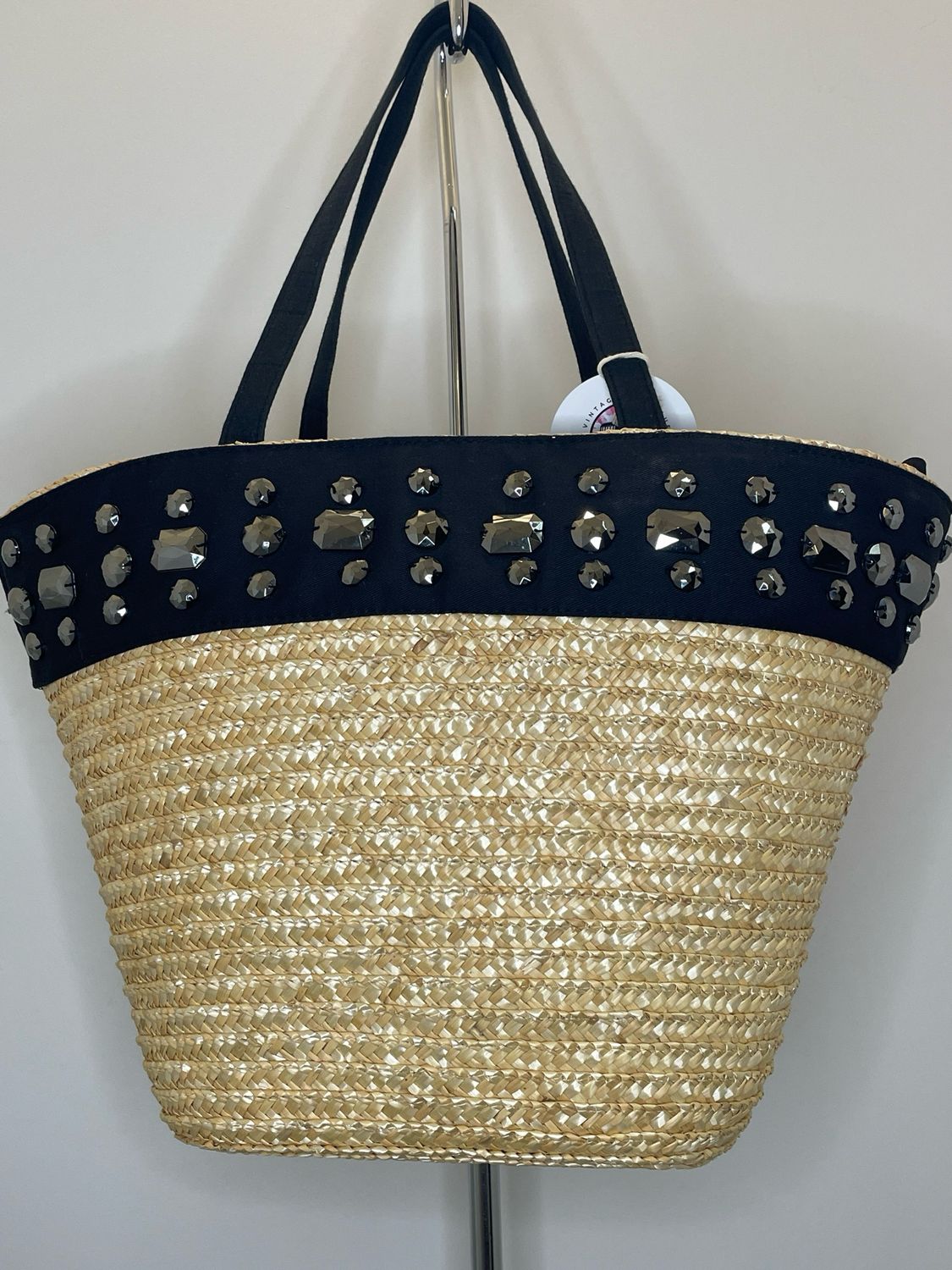 Straw beaded Beach bag