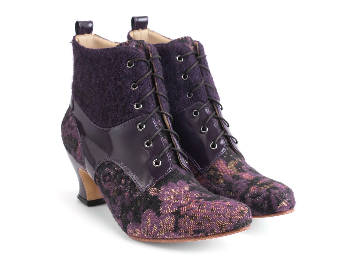 Purple Harness Lace-Up Ankle Boots