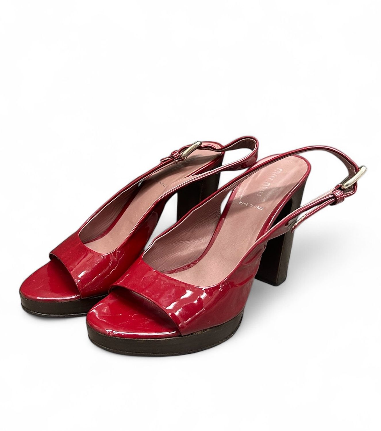 Miu Miu Red Patent Leather Slingback Heels