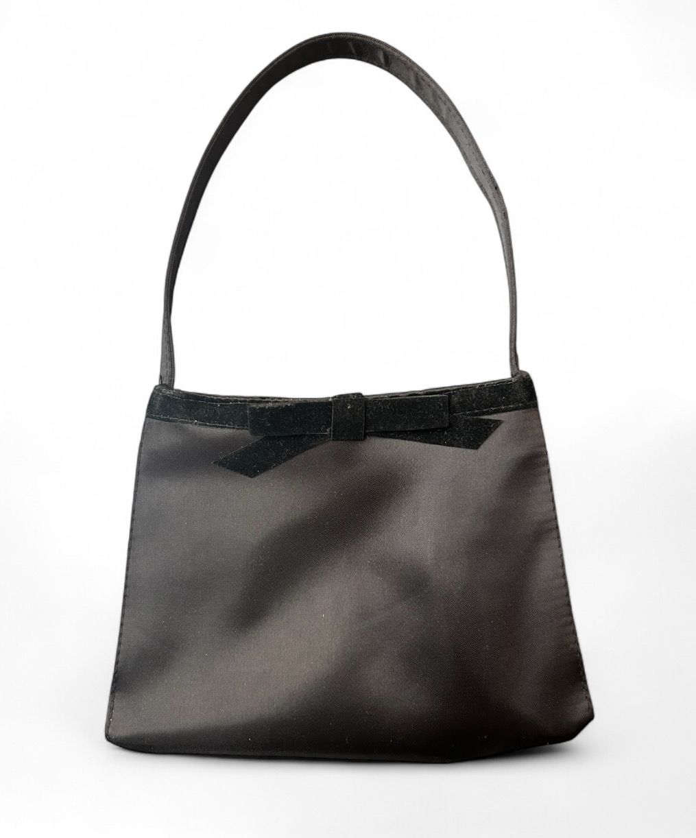 Vintage Black Satin Bow Bag
