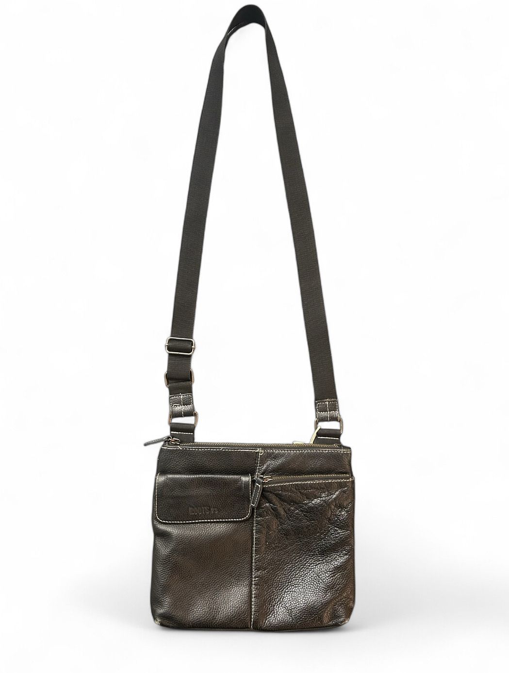 Vintage Black Roots Leather Crossbody Bag