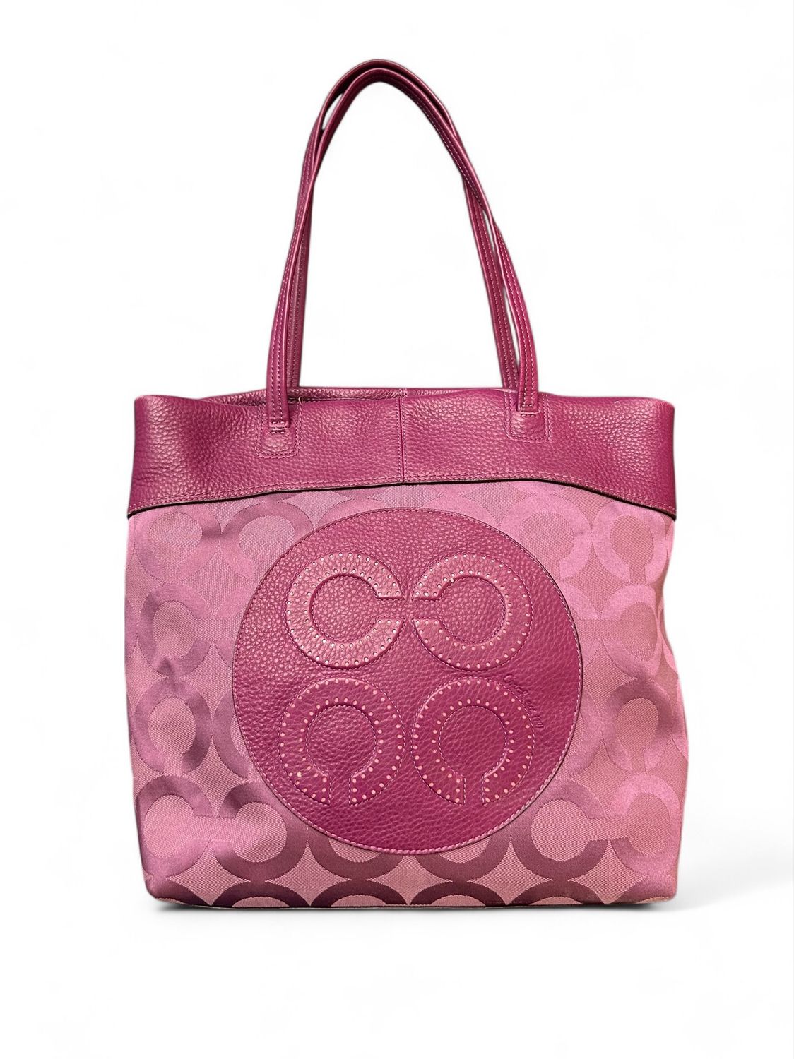 Coach Purple Leather Trim Tote