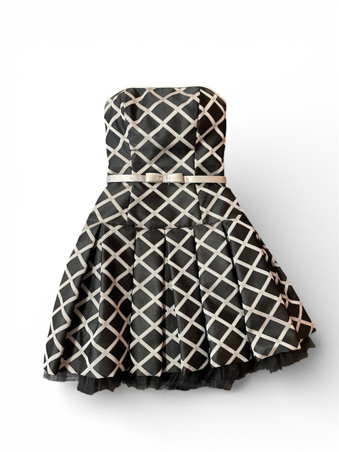 Strapless Black and Silver Party Dress