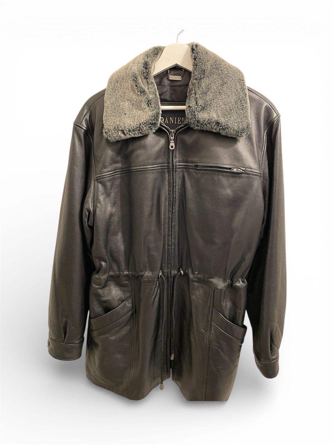 Black Leather with fur collar