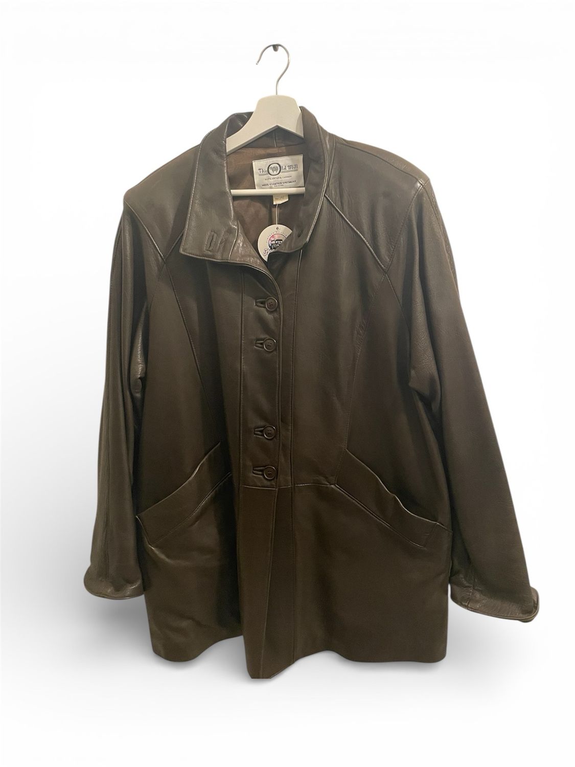 Dark Brown Old Mill Long Leather Jacket