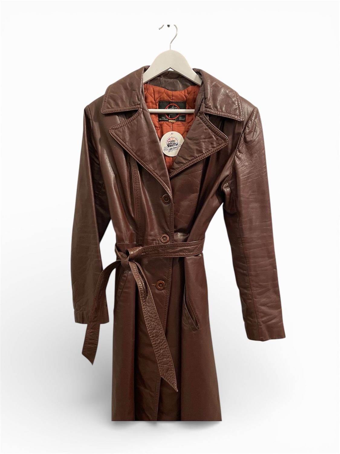 Burgandy Leather Attic Trench Coat