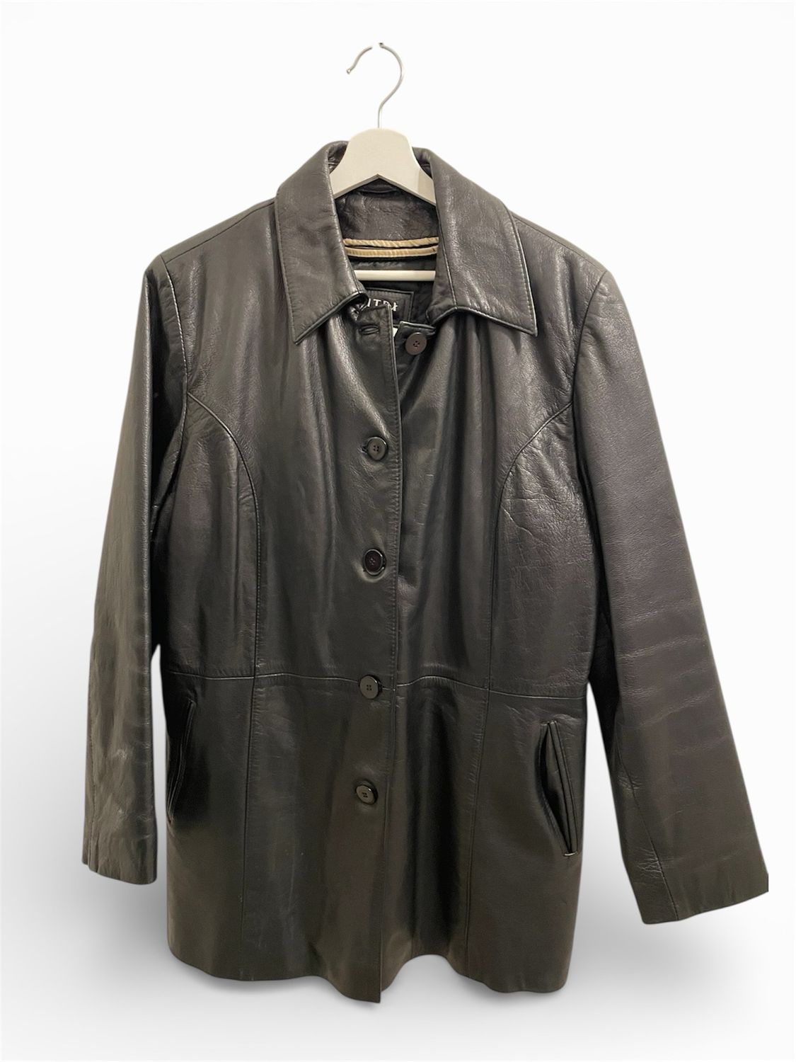 Black Leather XL Insulated Jacket