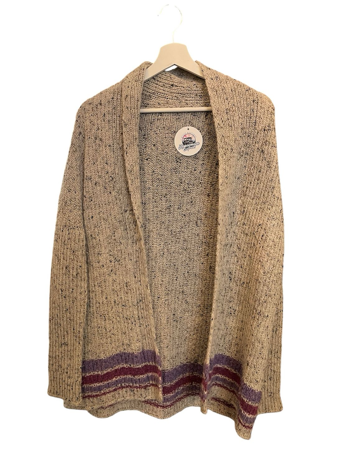 Handknit Cardigan Purple Stripe