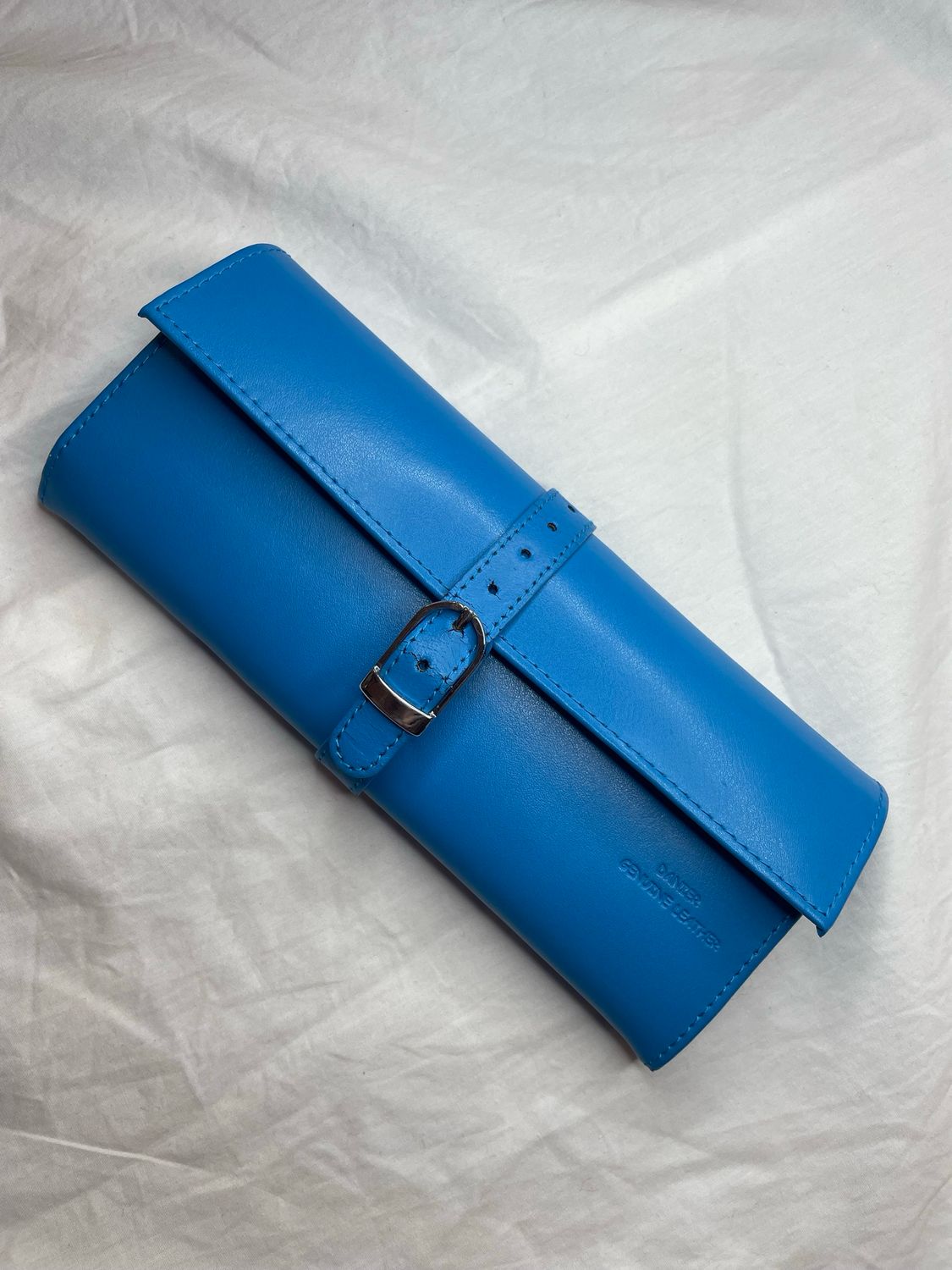 Blue Danier Leather jewlrey bag