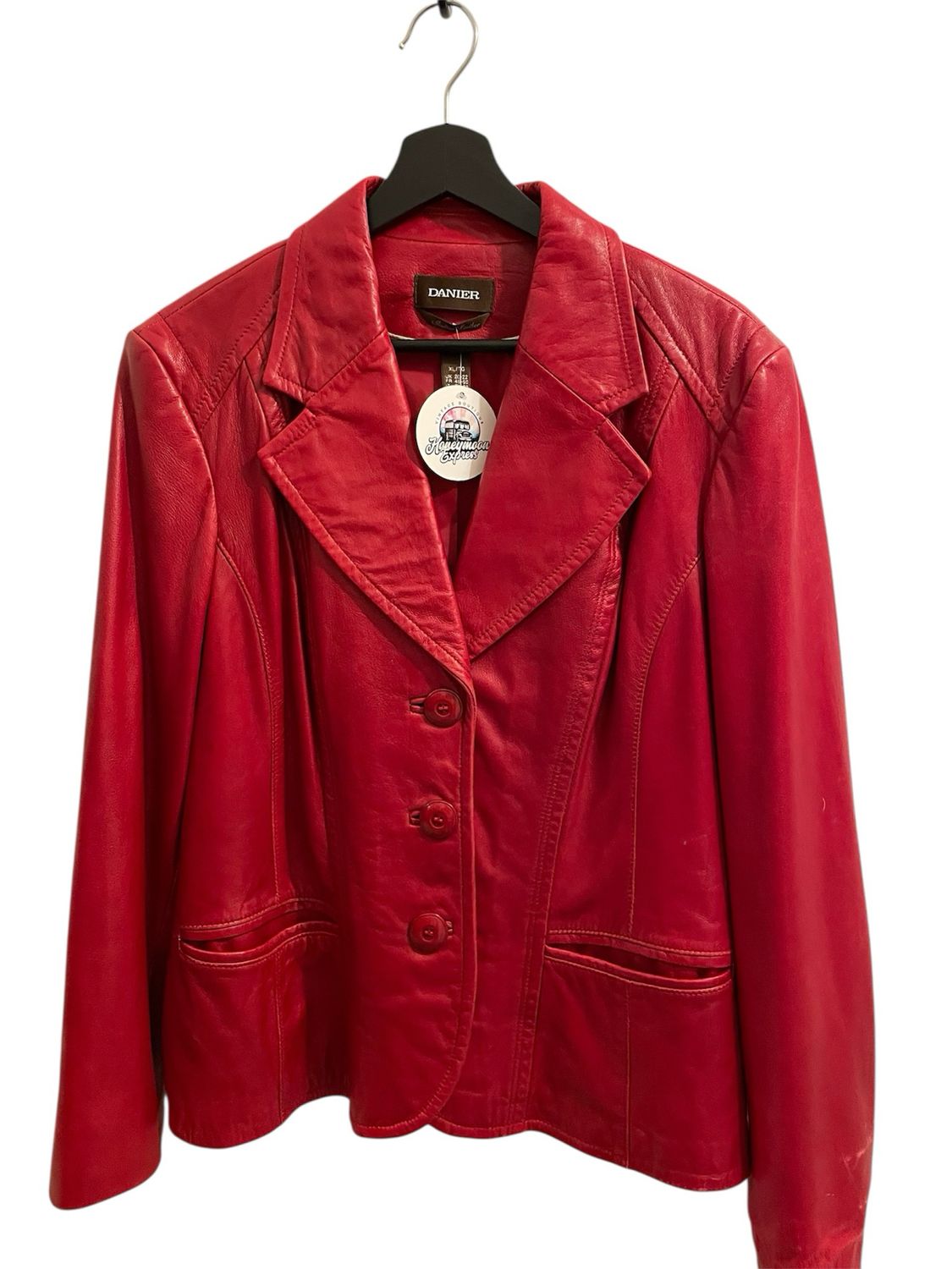 Red Danier Leather Blazer