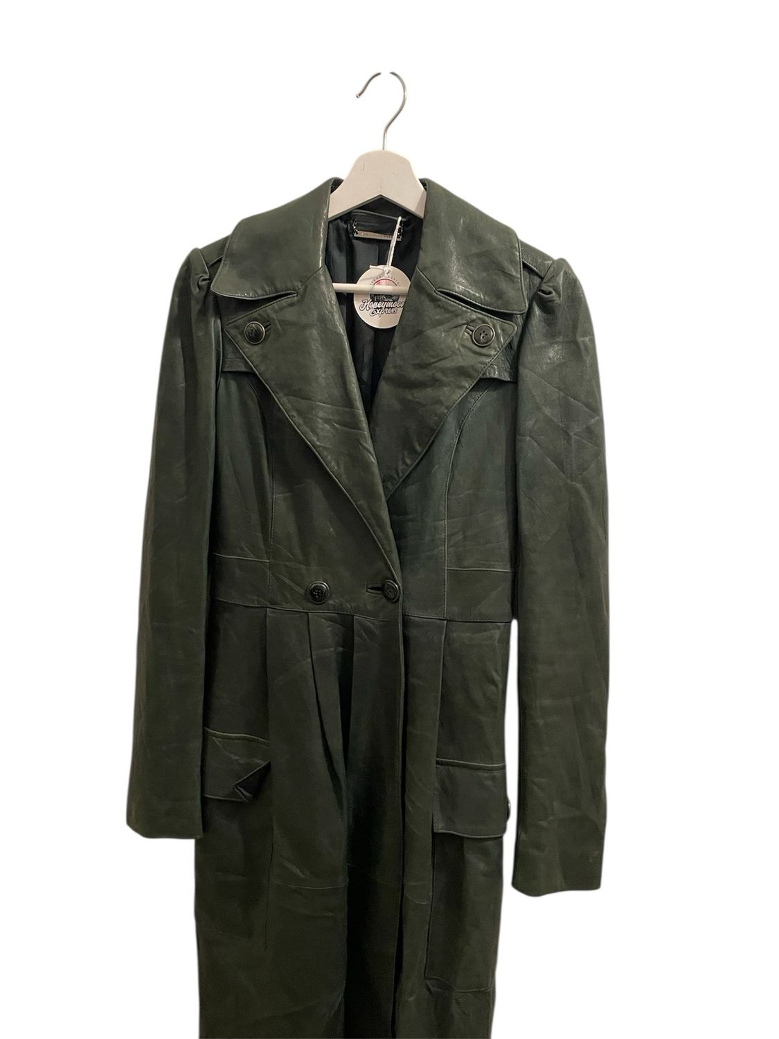 Forest Green Leather Trench