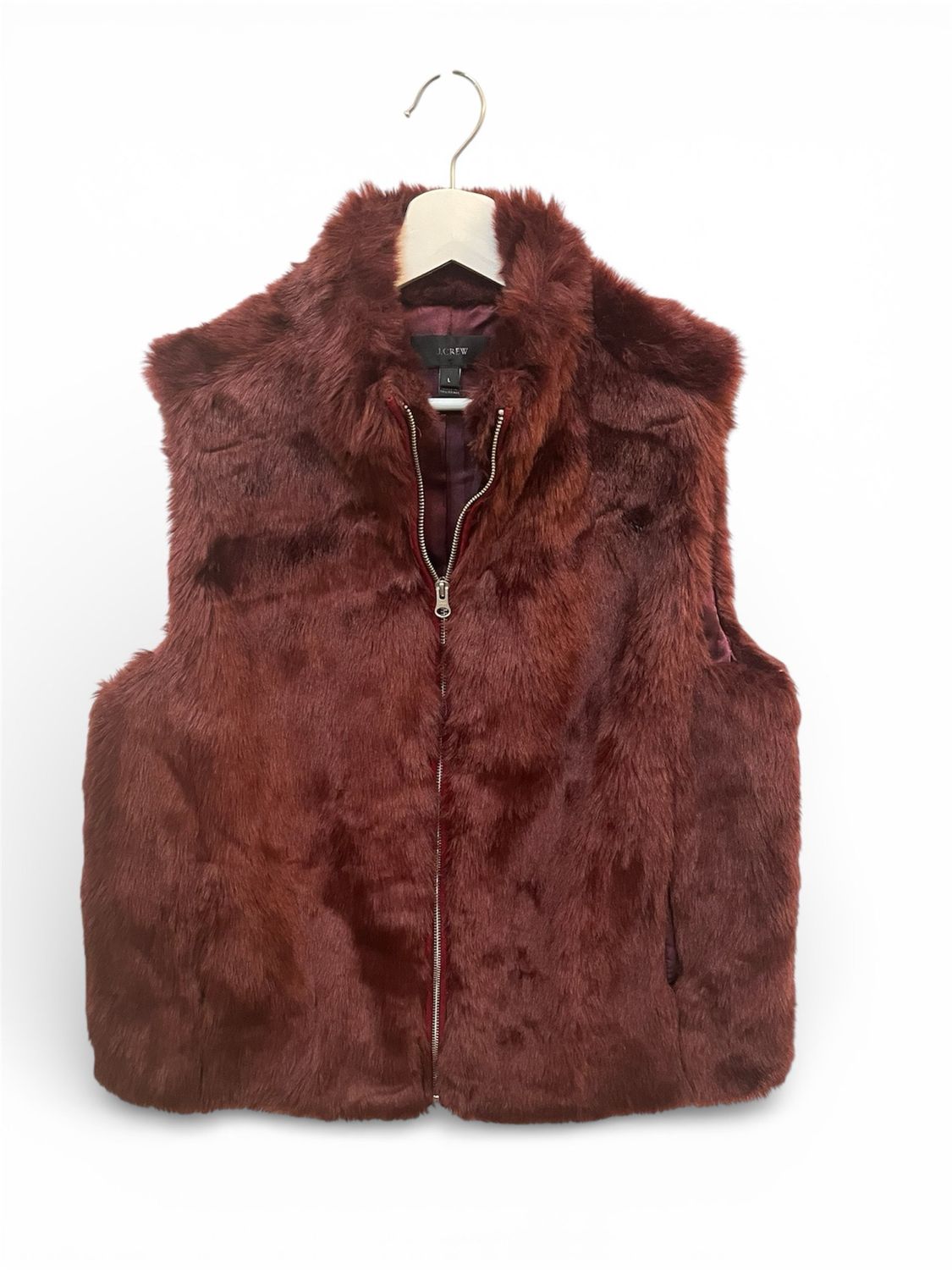 J.Crew Burgundy Faux Fur Vest