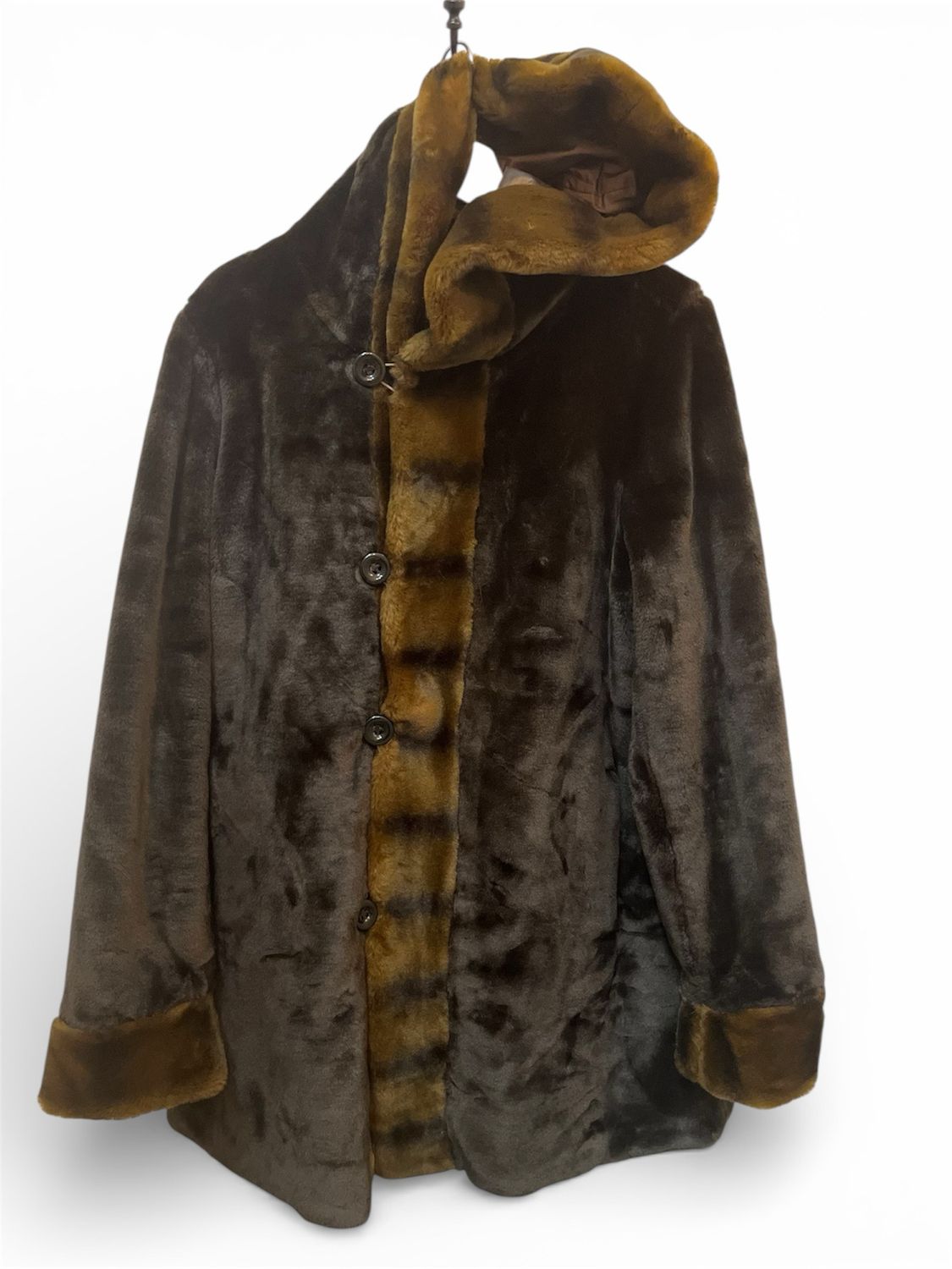 Gold reversible faux fur jacket