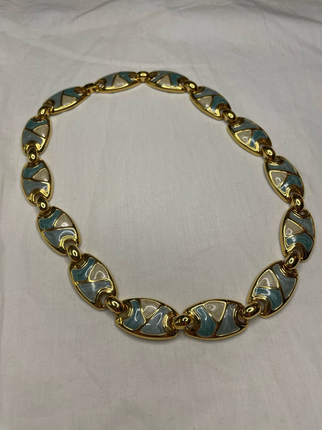 Vintage Gold Necklace with turquoise designs