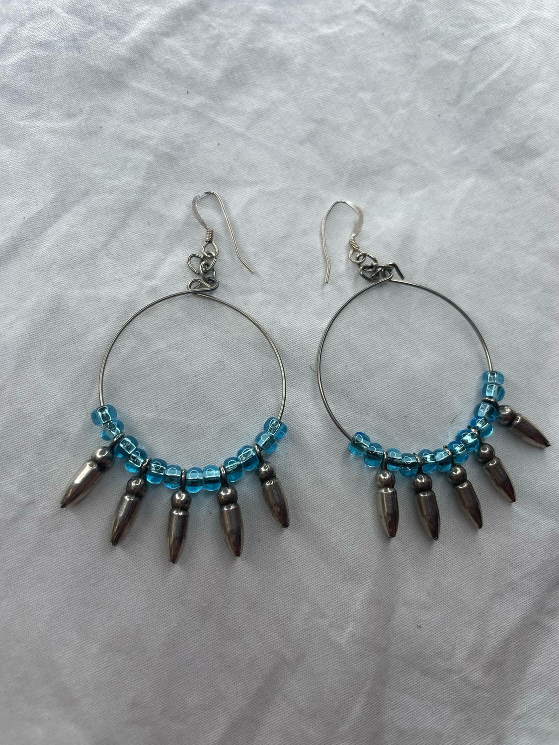 hoop earrings with turquoise beads