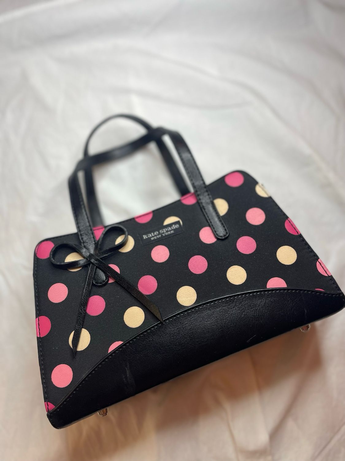 Kate Spade black &amp; pink pok-a-dot purse