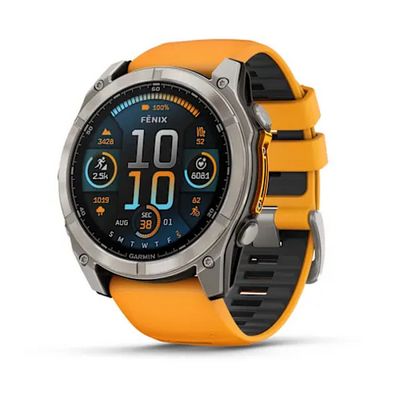 Garmin Fenix 8 51mm, Saphire Titanium w/Orange-Graphite Band