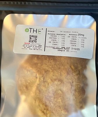 Delta 9 THC - Cookie - Oatmeal 25mg - Single