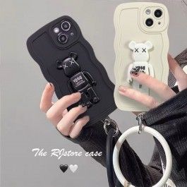 iPhone手機殼-波浪紋ins潮牌暴力熊支架手機殼~一個即免運