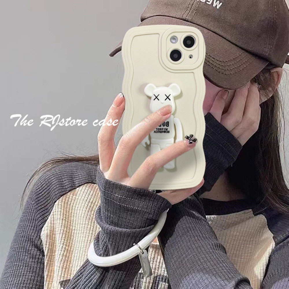 iPhone手機殼-波浪紋ins潮牌暴力熊支架手機殼~一個即免運