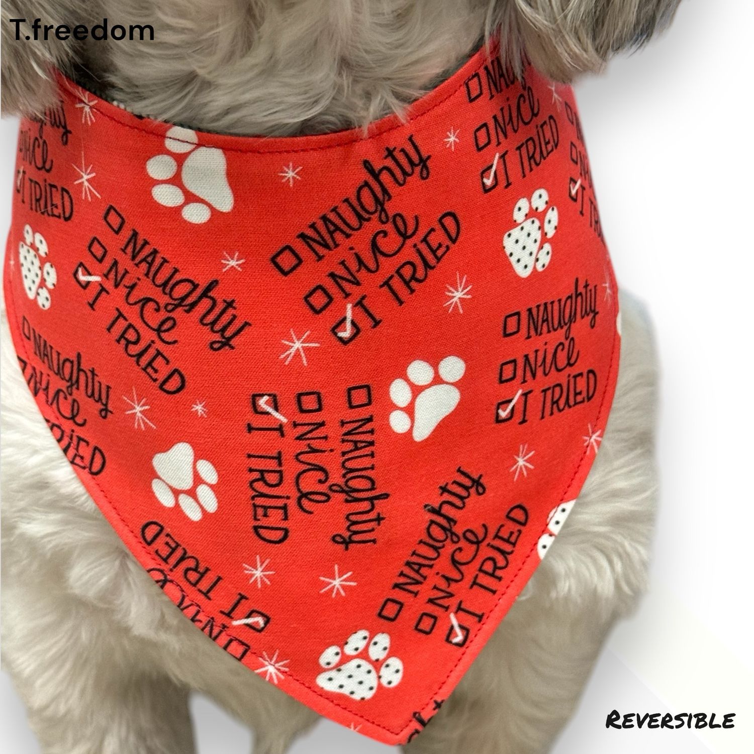 Santa Paws Checklist Dog Bandana