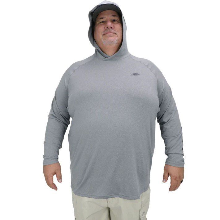 Aftco Big Guy Samurai Hooded Performance Shirt, Color: Steel Heather, Size: XXX-Large