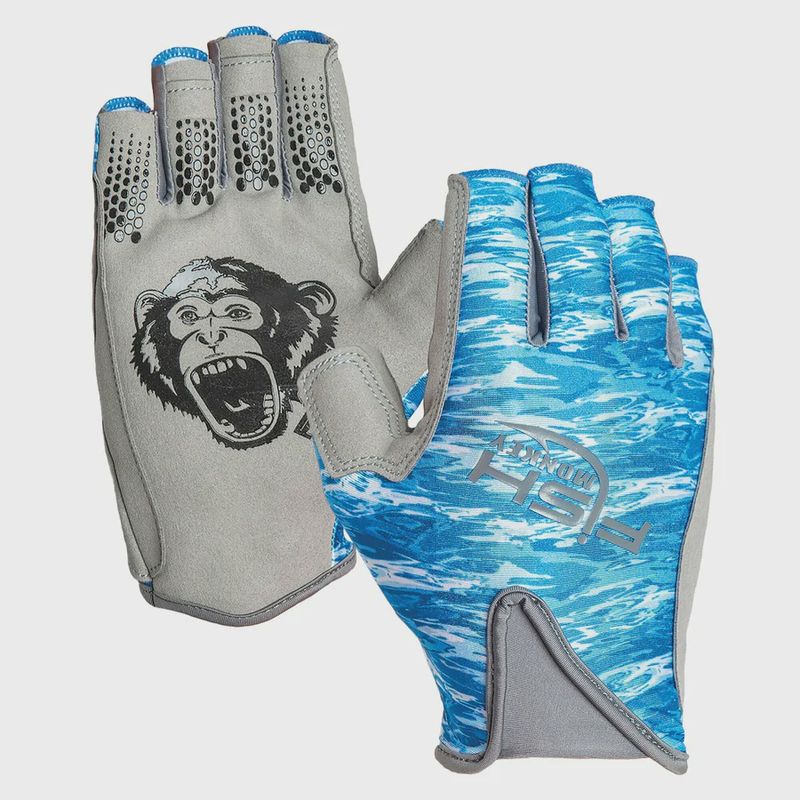 Fish Monkey Pro 365 Guide Gloves, Color: Blue Water Camo, Size: XX-Large