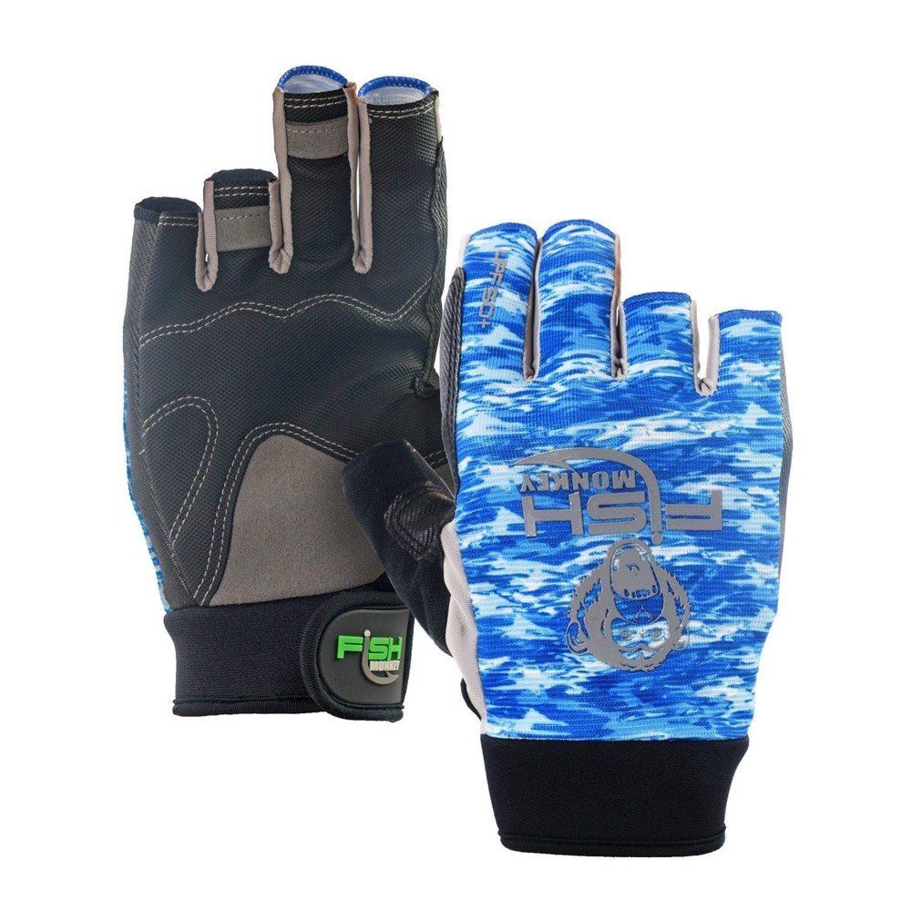 Fish Monkey The Crusher Gloves, Color: The Blue Water Camo, Size: Small