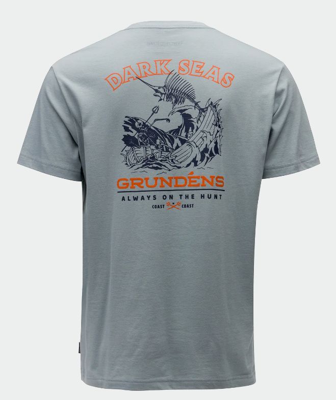Grundens Dark Seas X Battlelines SS T-Shirt, Color: Silver, Size: Small
