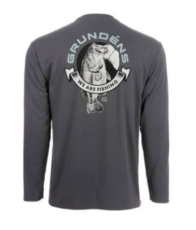 Grundens Tech Tee Long Sleeve- Bass Print