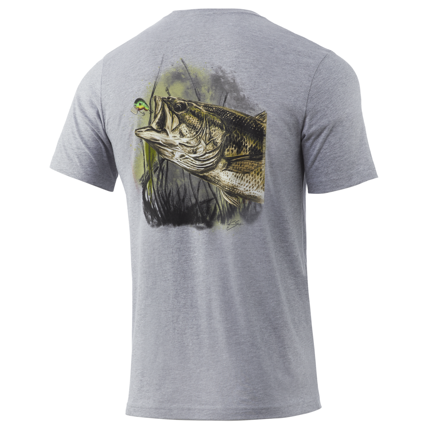 Huk KC Crank T-Shirt, Color: Sharkskin Heather, Size: Medium