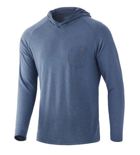 Huk Waypoint Hoodie, Color: Titanium Blue, Size: Small