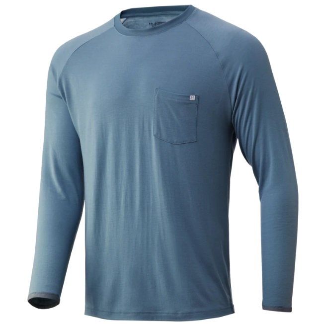 Huk Waypoint Performance Shirts, Color: Silver Blue, Size: Medium